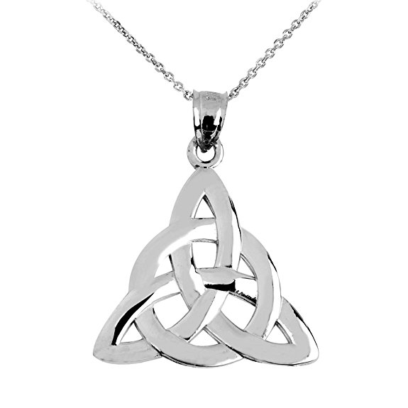 Celtic Wedding Necklace, 10k White Gold Celtic Trinity Pendant Necklace, 20"