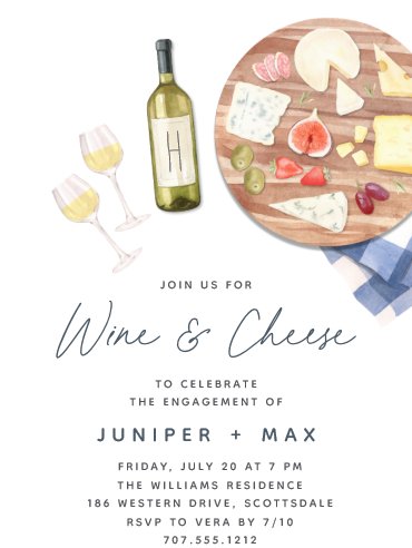 Charcuterie Board Wine and Cheese Engagement Party Invitation