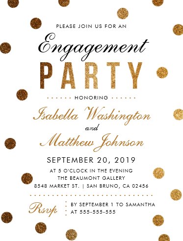 Chic Gold Glitter Confetti Engagement Party Invitation