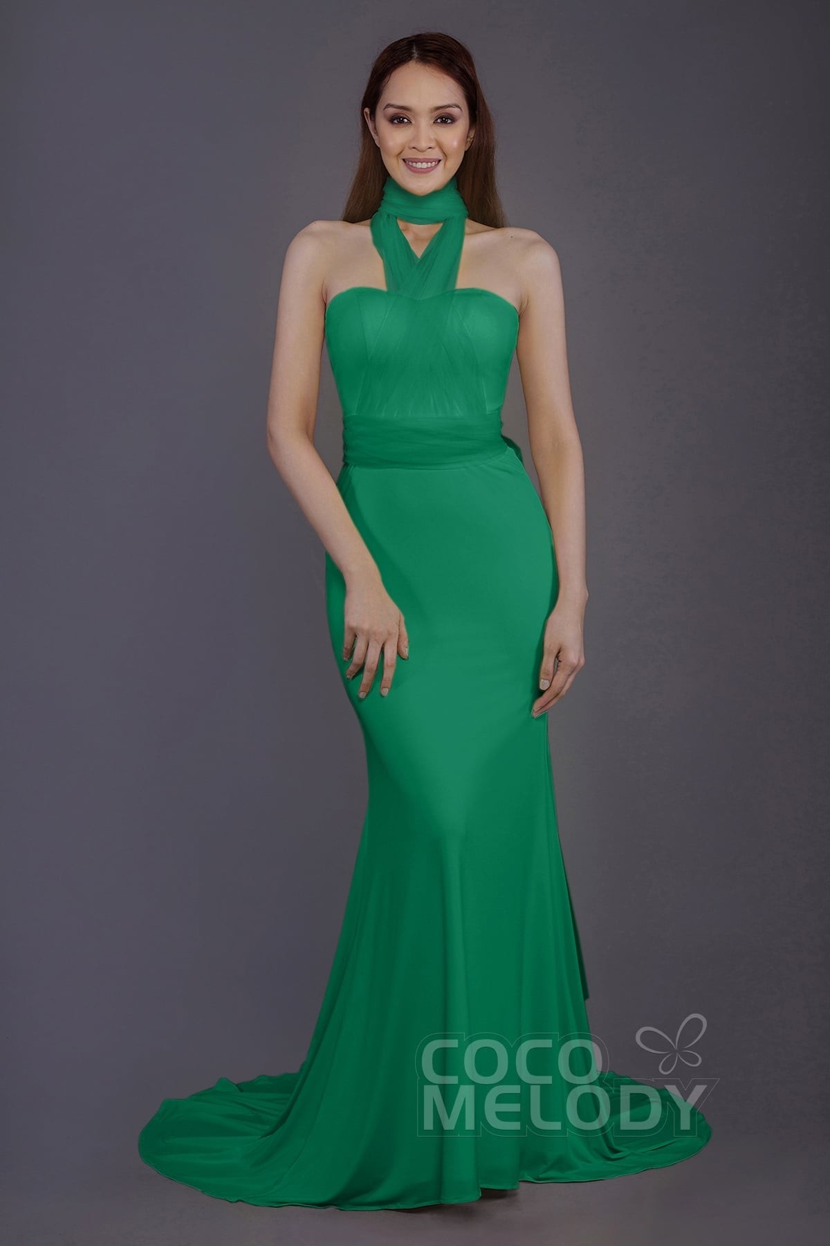 Christmas Wedding Ideas, Christmas Weddings, Green Bridesmaid Dresses, Green Mermaid Court Train Knitted Fabric Bridesmaid Dress