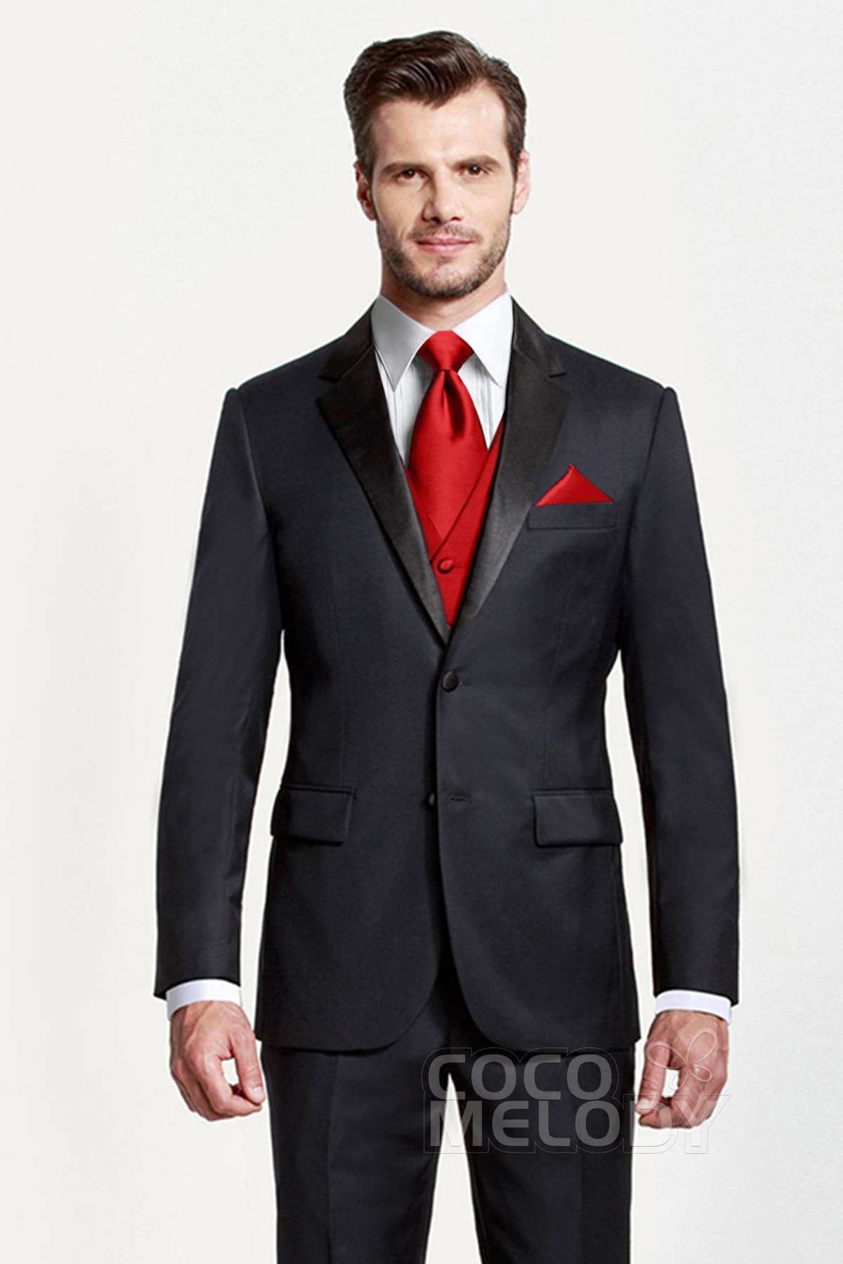 Christmas Wedding Ideas, Christmas weddings, Red Groom tie, Red Men's 3-Piece Necktie Pocket Square Vests