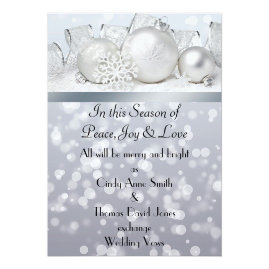 Silver Bell Christmas Wedding Invitation, Christmas Wedding Invitations, Silver and White Christmas Wedding Invitations