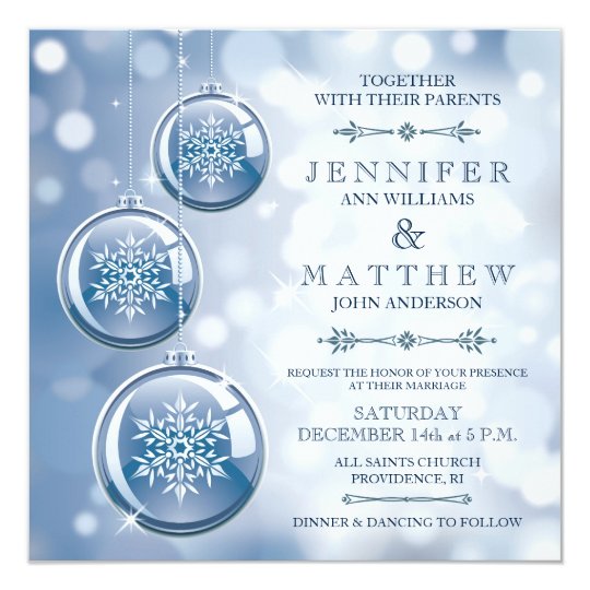 Christmas Wedding Invitations, Blue Wedding Invitations, Ornament Wedding Invitations, Elegant Glass Ornaments Winter Wedding Invitation