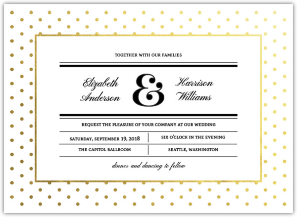 Modern Type Gold Foil Dot Wedding Invitation, classic wedding invitations
