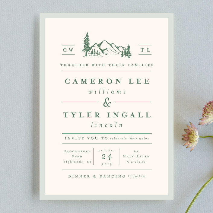blue ridge wedding invitations, classic wedding invitations
