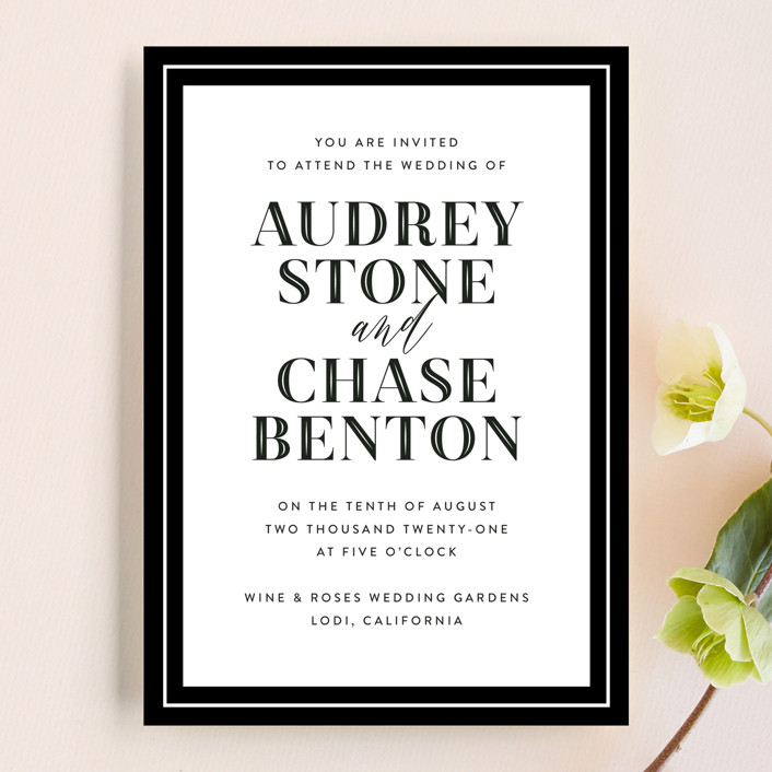 ribbon border wedding invitations, classic wedding invitations