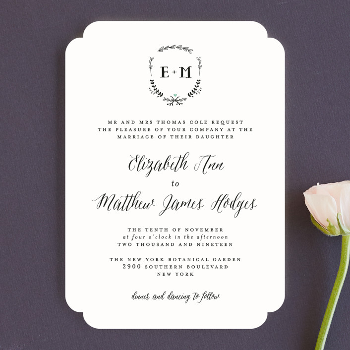 black and white traditional wedding invitation, classic wedding invitations