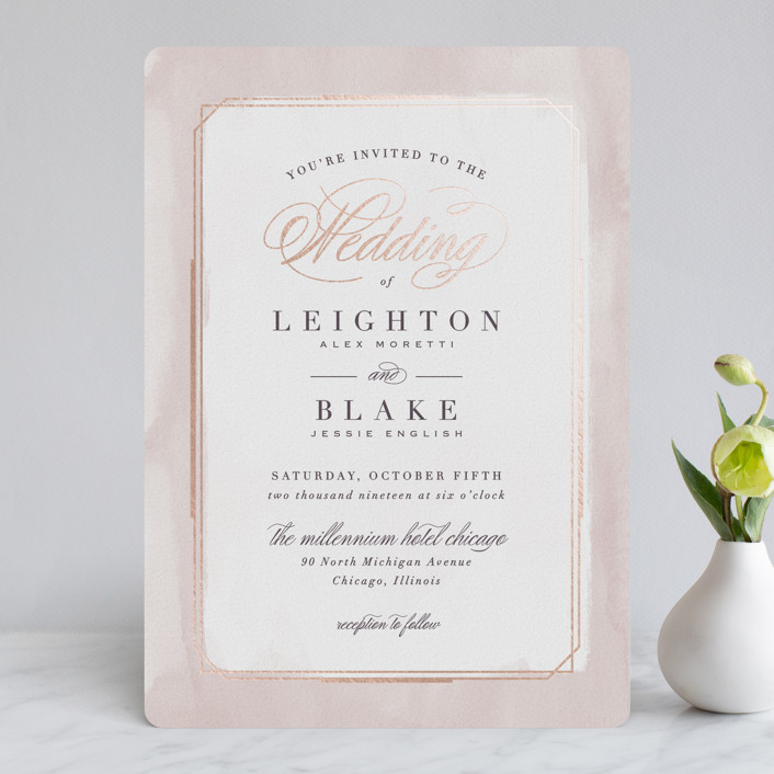 classic wedding invitations, White and Rose Gold Wedding Invitations, rose gold wedding stationery