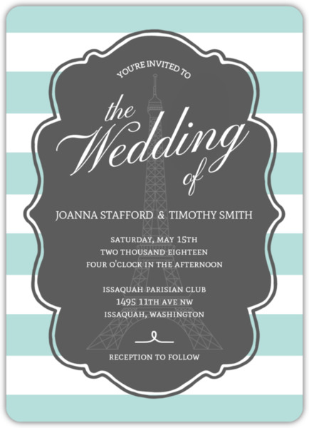Teal Paris Wedding Invitation, classic wedding invitations