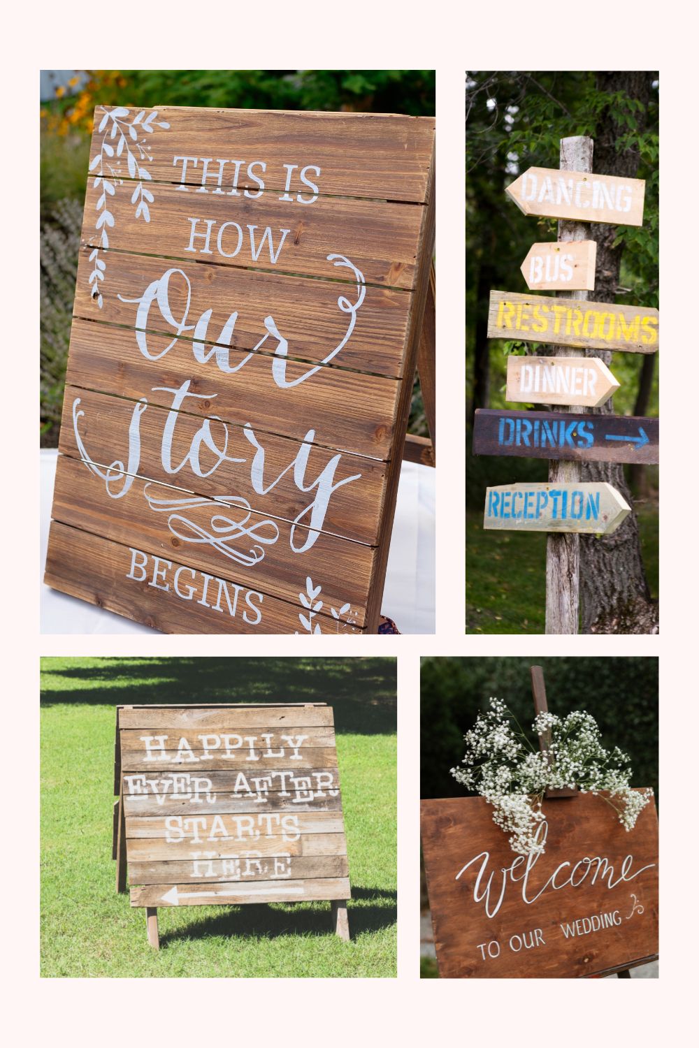 Collage of Wooden Wedding Signs