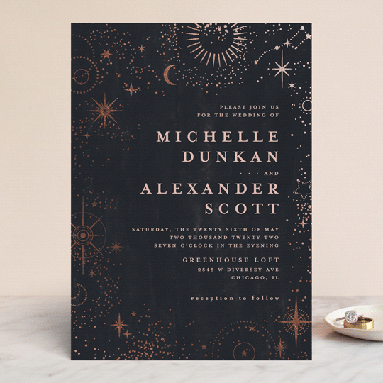 wedding invitations, Beautiful Nighttime Stars Wedding Invitation, black wedding invitations, nighttime wedding invitations