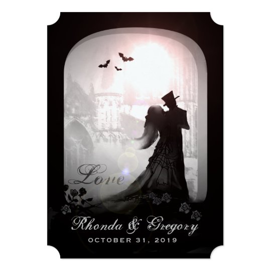 wedding invitations, Halloween Elegant Love Silhouette Wedding Invite, Halloween Wedding Invitations, Gothic Wedding Invitations, Black Wedding Invitations, Modern Wedding Invitations