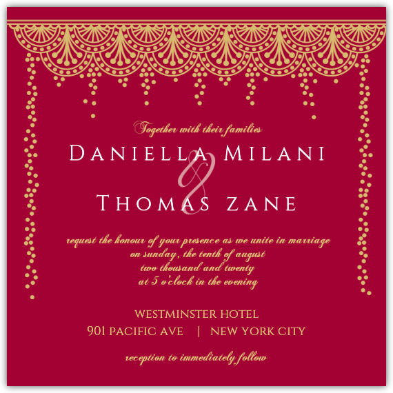 wedding invitations, GOLD AND RED PATTERNED WEDDING INVITATION, red wedding invitations, bold wedding invitations, bright wedding invitations