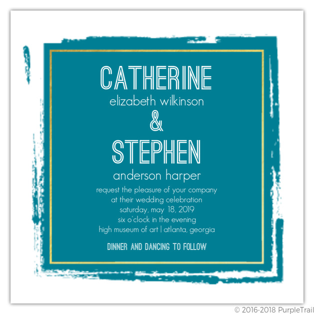 wedding invitations, BRUSHSTROKE FAUX FOIL WEDDING INVITATION, teal wedding invitations, modern wedding invitations