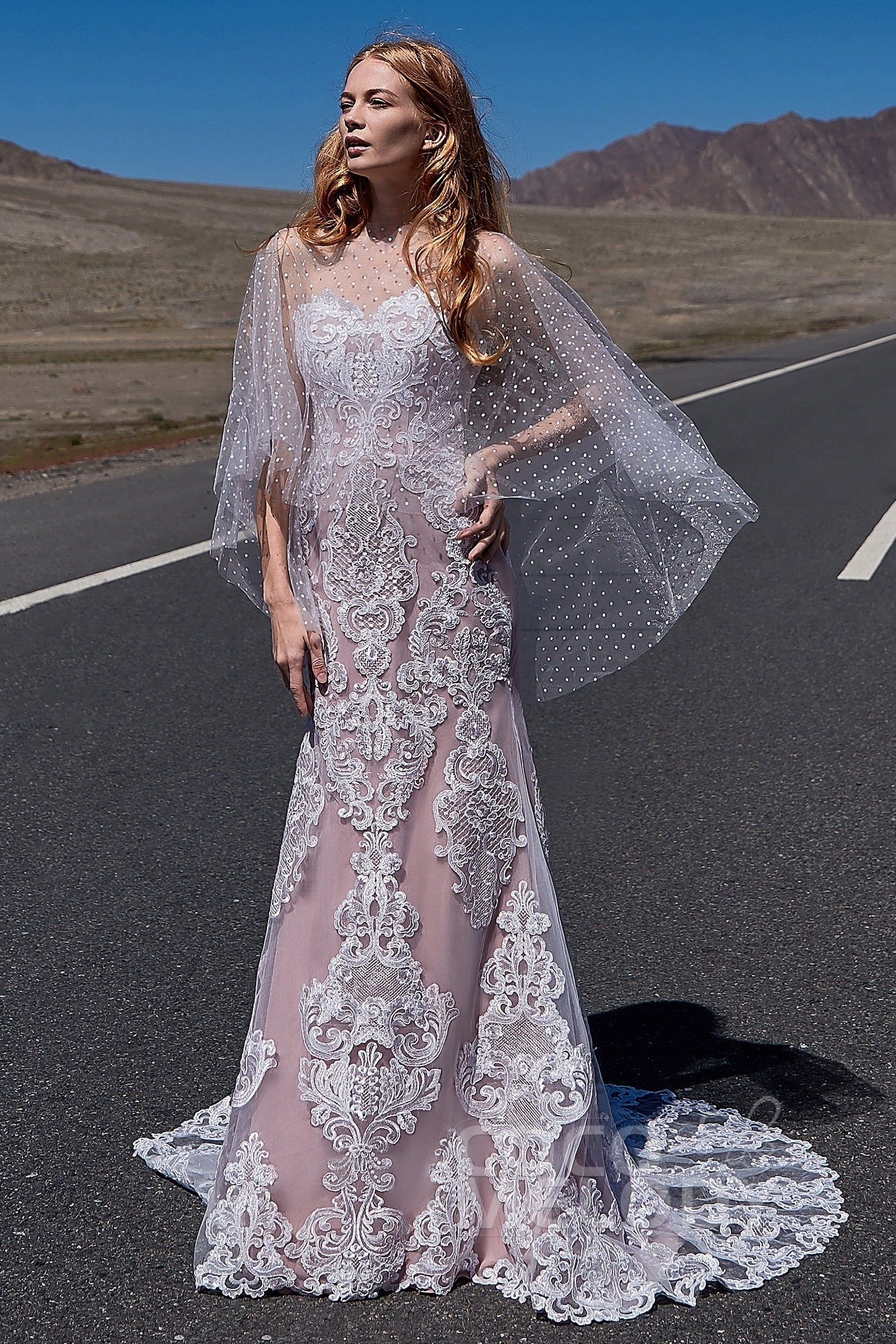 Unique Trumpet-Mermaid Court Train Lace Tulle Wedding Dress