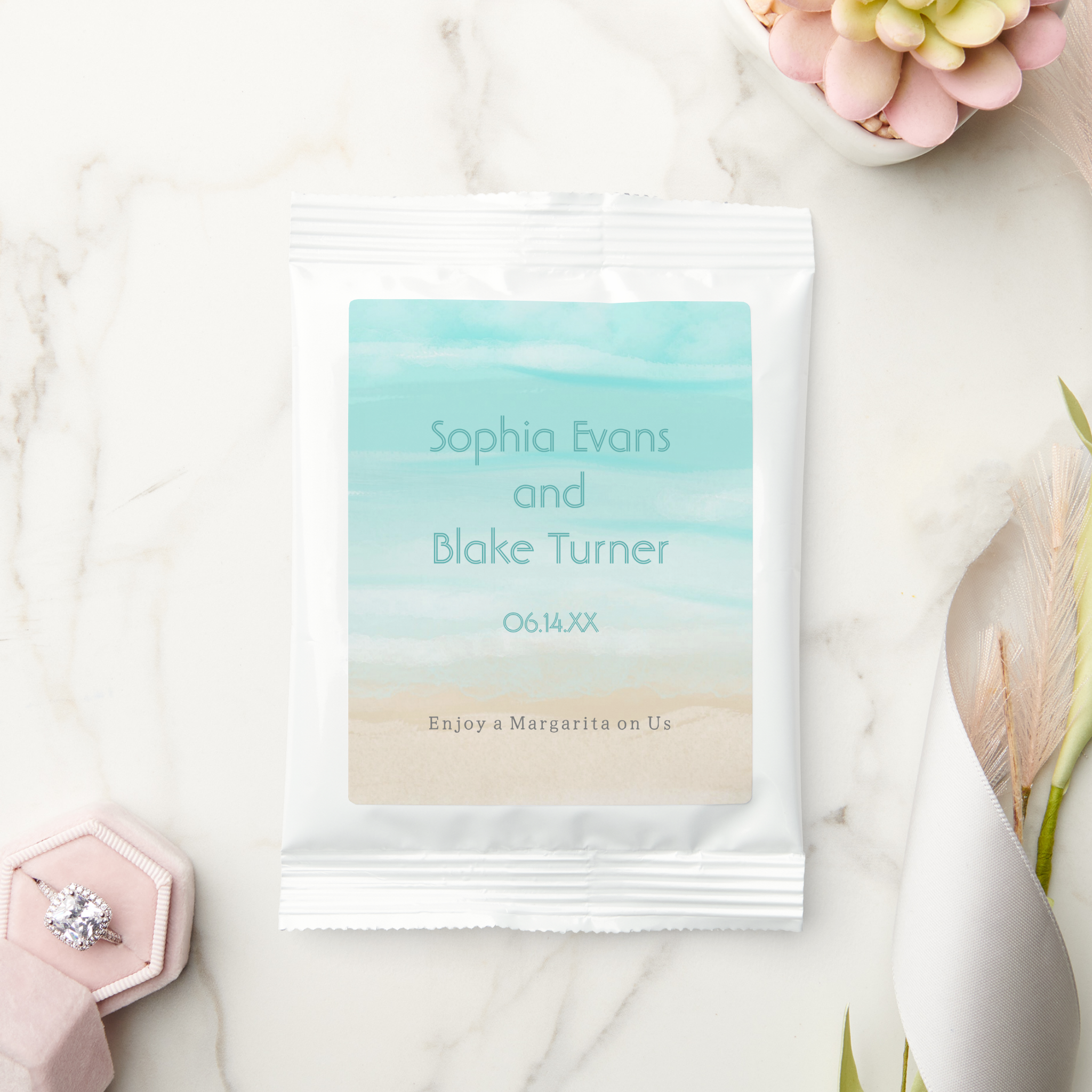 Modern Abstract Beach Wedding Margarita Drink Mix Wedding Favor, decorating for wedding receptions