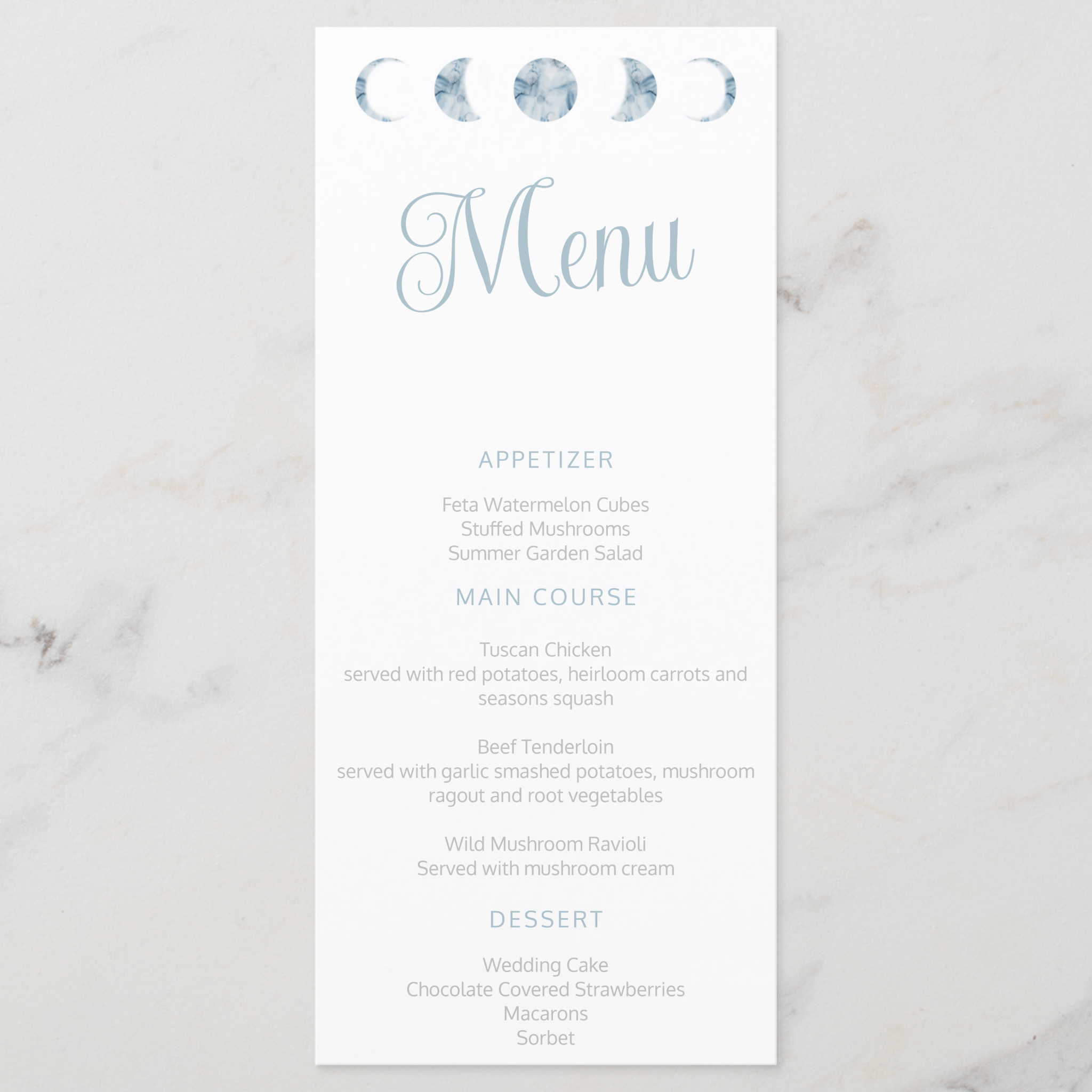 Minimalist Moon Phases Celestial Wedding Flat Menu, decorating for wedding receptions