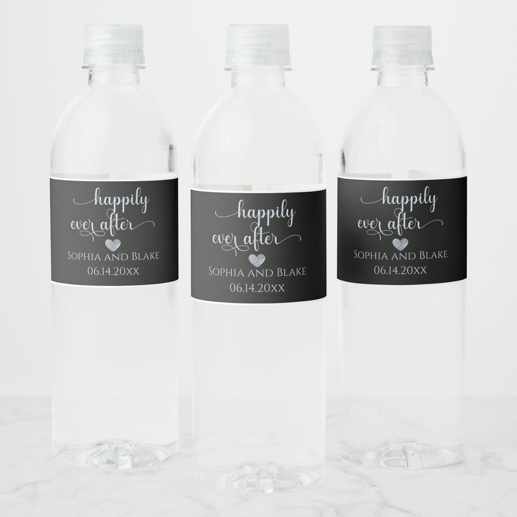 Elegant Happily Ever After Water Bottle Label, decorating for wedding receptions