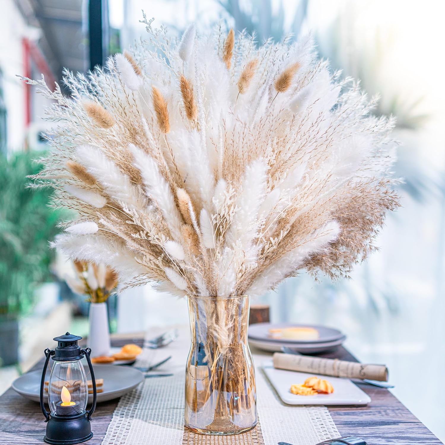 Pampas Grass Wedding Centerpiece, decorating for wedding receptions