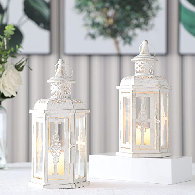 White Decorative Lanterns Wedding Centerpieces