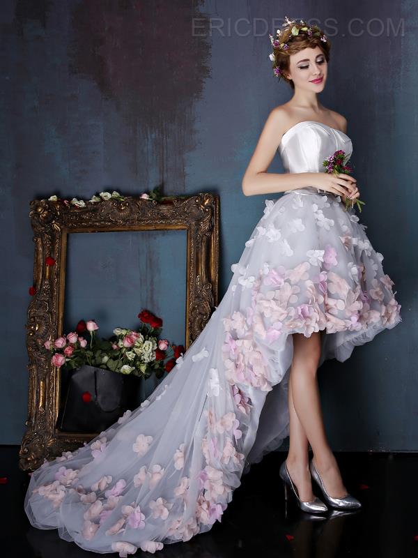 Destination Wedding Dresses, Beach Wedding Dresses, Garden Wedding Dresses, hi low ruffle wedding dress