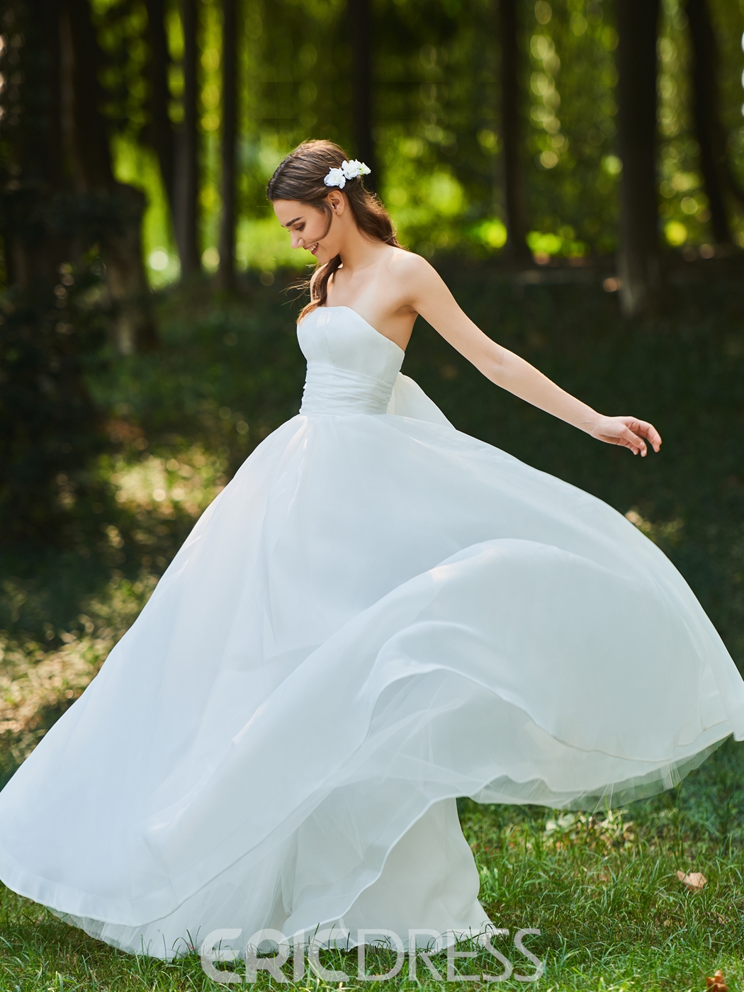 destination wedding dresses, Strapless Ball Gown Garden Wedding Dress