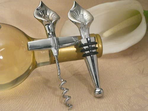 Elegant Calla Lily Wine Bottle Opener and Stopper Set
