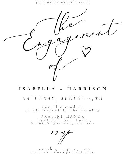 Elegant Calligraphy Script Engagement Party Invitation