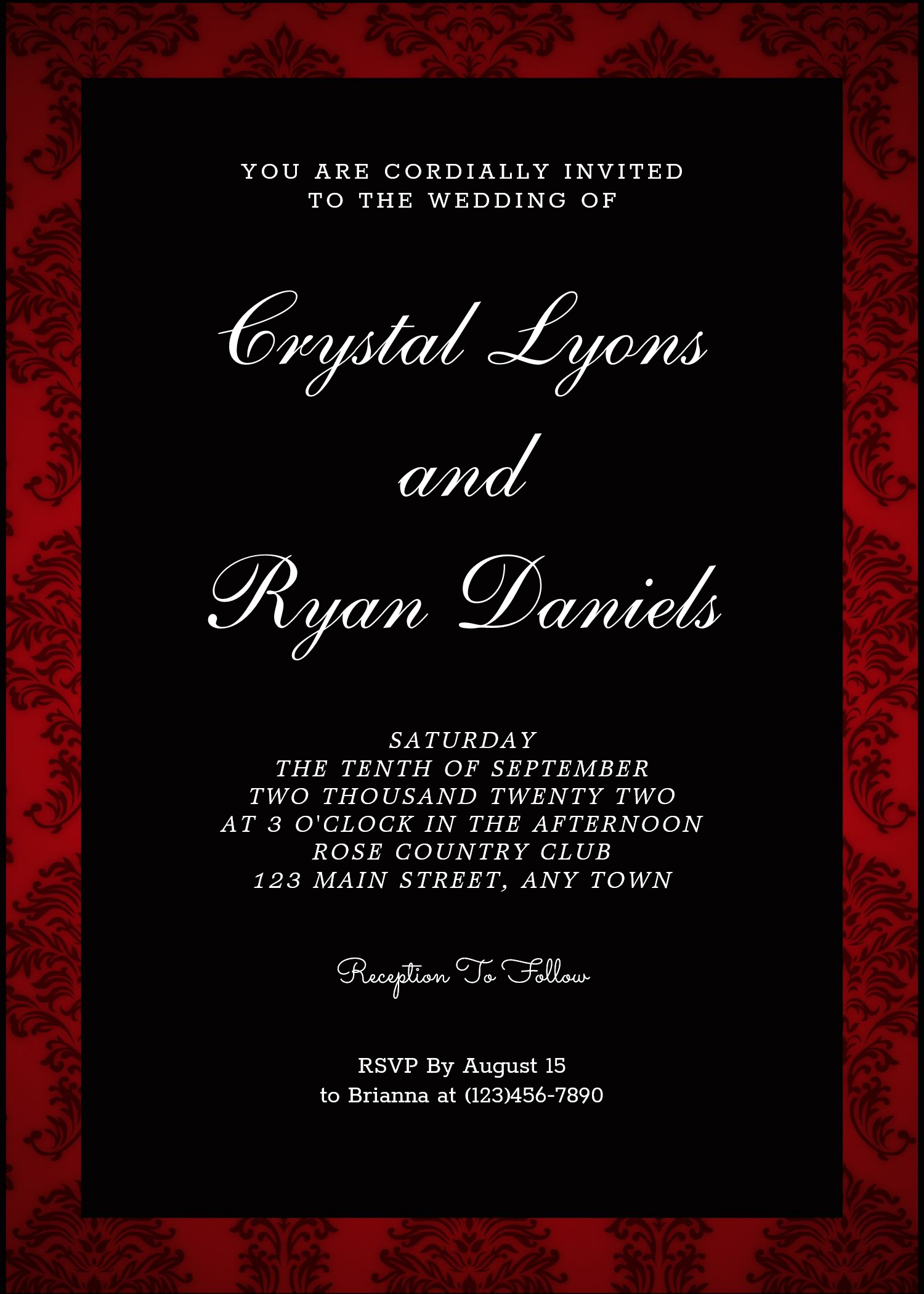 Retro Red and Black Wedding Invitation, elegant wedding ideas