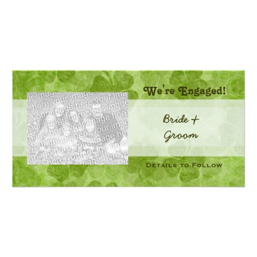 engagement announcement, engagement announcements, engagement announcement cards, shamrock engagement announcements, green engagement announcements