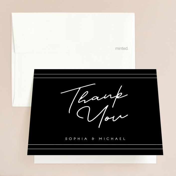 engagement party thank you cards, Vesperum Thank You Cards, black and white thank you cards