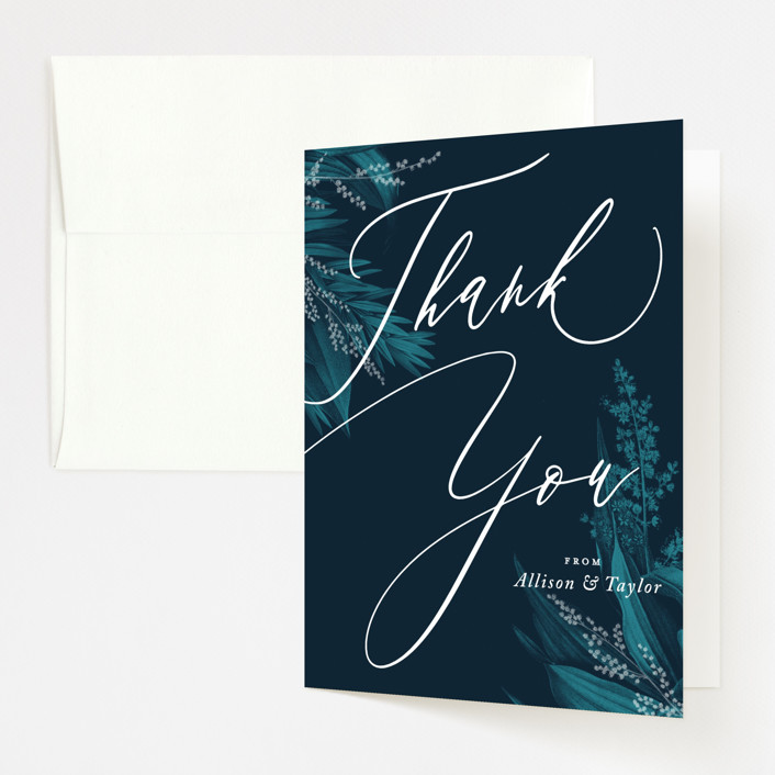 engagement party thank you notes, Moonlit Garden Thank You Notes, blue thank you notes