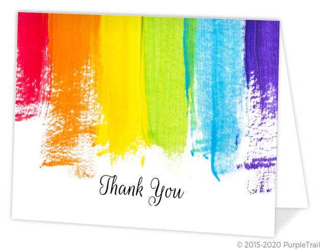 engagement party thank you notes, BOLD RAINBOW PAINT THANK YOU CARD, colorful thank you notes
