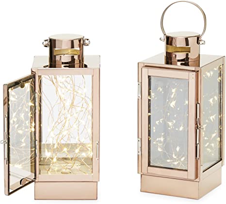Rose Gold Decorative Fairy Light Lanterns