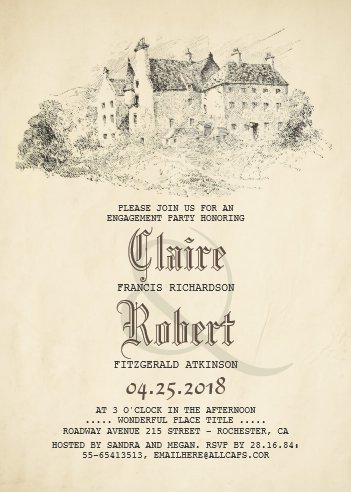 Fairytale Vintage Old Castle Engagement Party Invitation