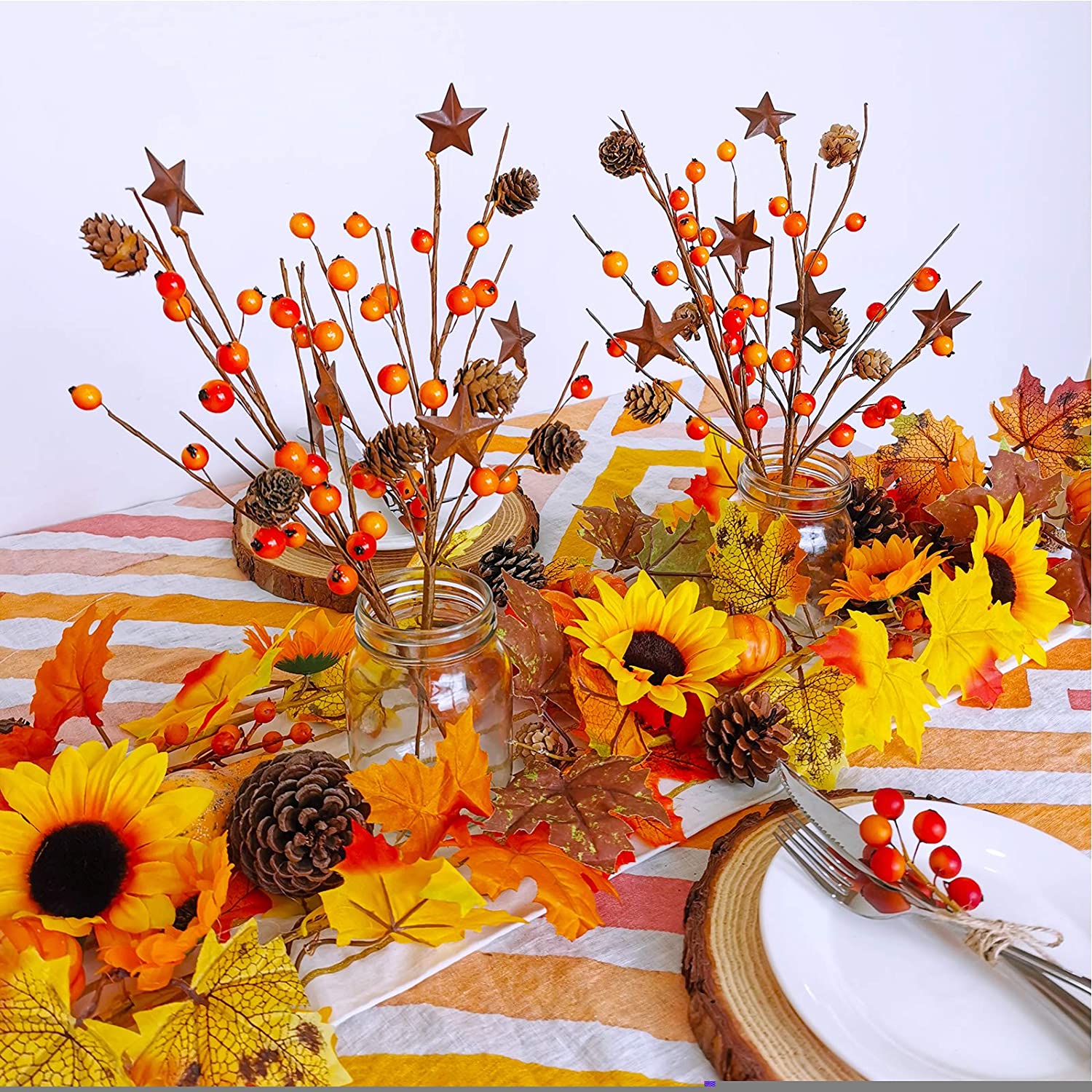 4 Piece Rustic Star and Fall Berry Floral Arrangements