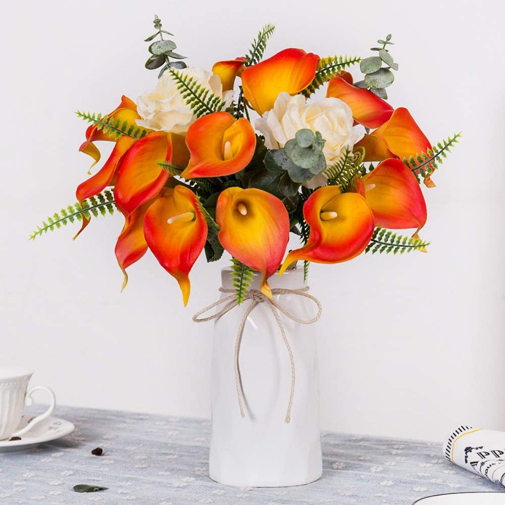Artificial Calla Lily Flowers With Ceramic Vase