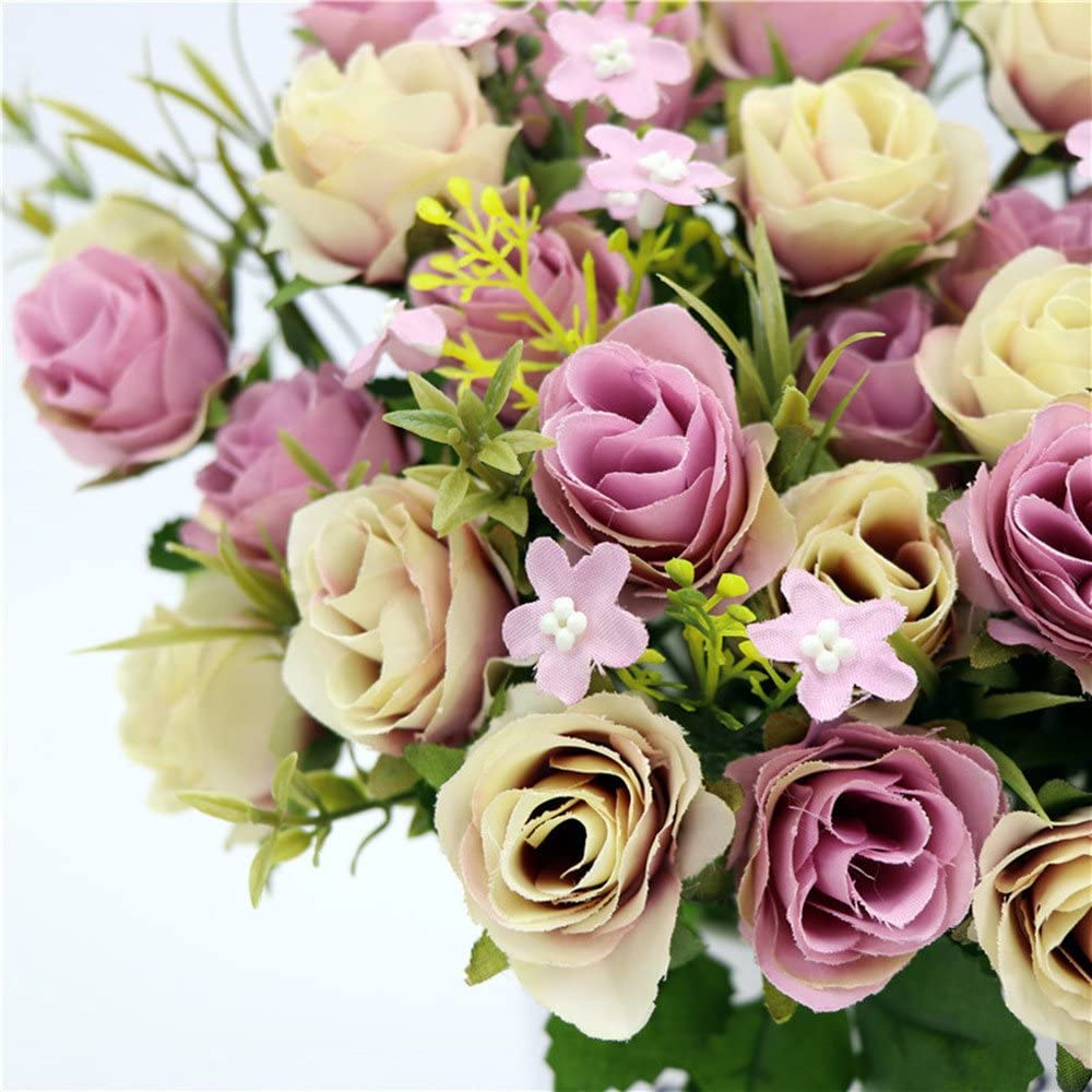 Artificial Roses - yellow and purple - great for wedding decor, centerpieces and bouquets