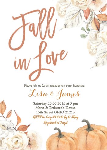 Fall in Love Engagement Party Invitations