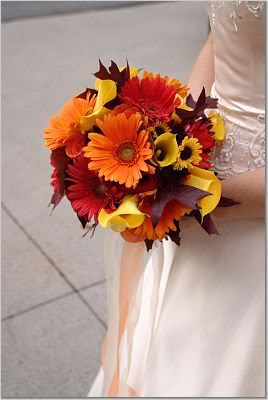 Bride With Beautiful yellow, orange and red bouquet