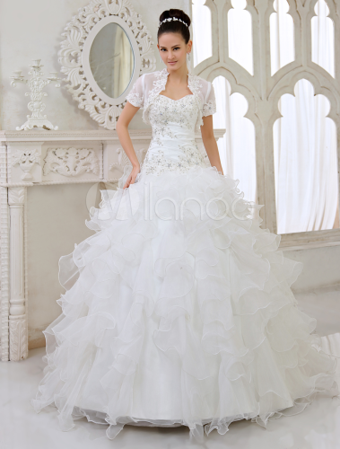 fall wedding colors, fall wedding dresses, fall wedding gowns, Ivory Ball Gown Strapless Sweetheart Neck Applique Floor-Length Wedding Dress