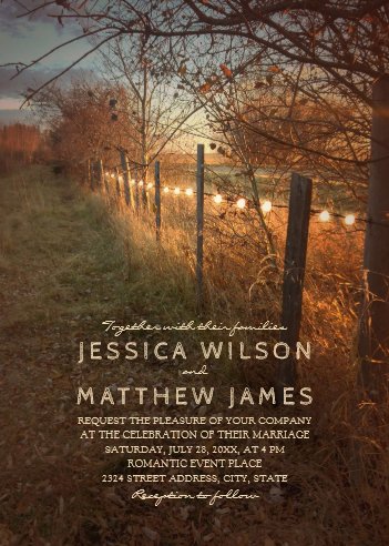 fall wedding colors, fall wedding invitations, autumn wedding invitations, Fall Wedding Invitations Rustic Autumn Farm Lights