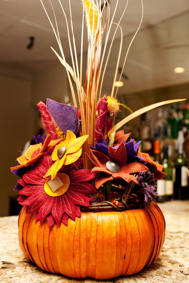 Dramatic Pumpkin Centerpiece With Floral Accents