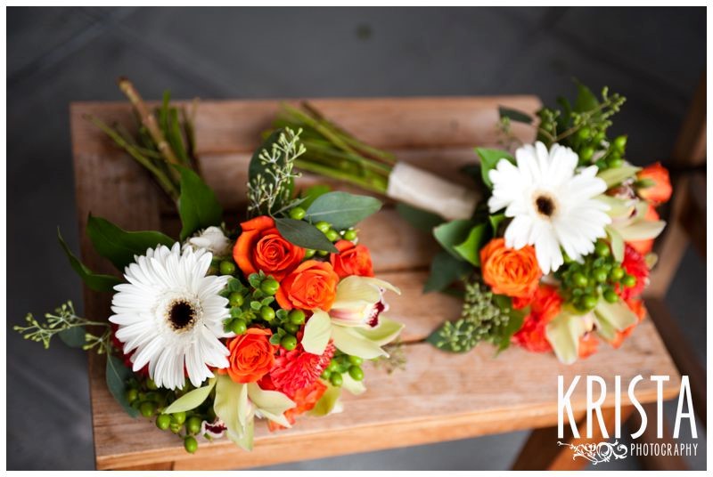 Beautiful Orange, White and Green Wedding Bouquets