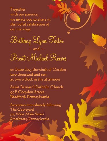 Autumn Wedding Celebration Invitation, fall wedding ideas, autumn wedding ideas, autumn weddings, fall weddings