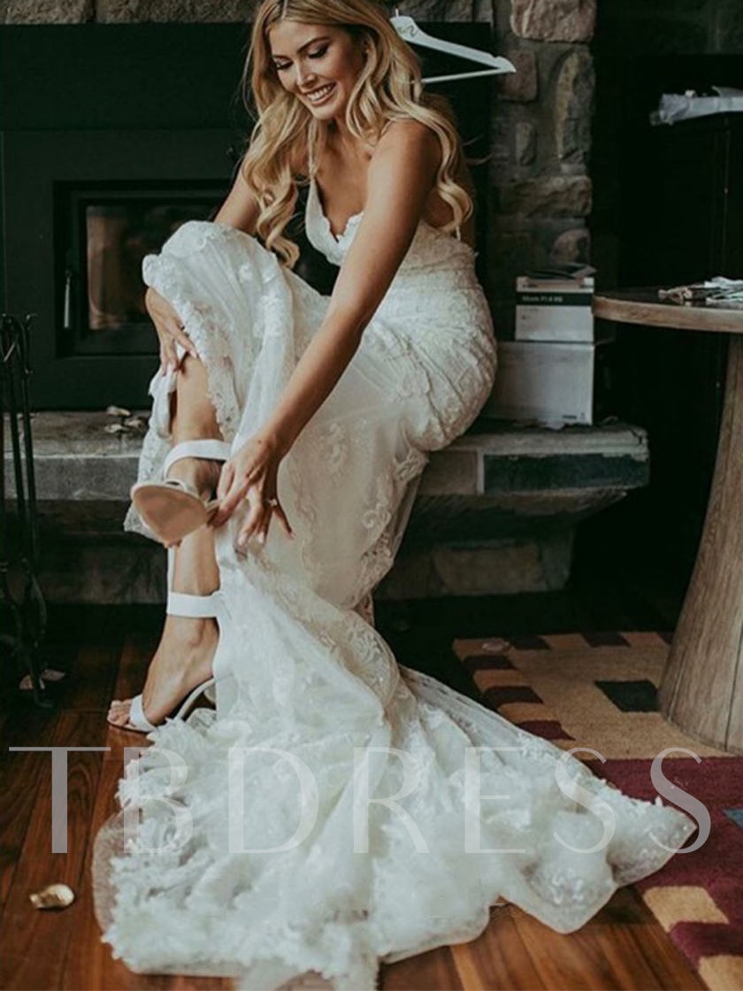 Sleeveless Court Spaghetti Straps Trumpet Mermaid Church Wedding Dress, fall wedding ideas, autumn wedding ideas, autumn weddings, fall weddings