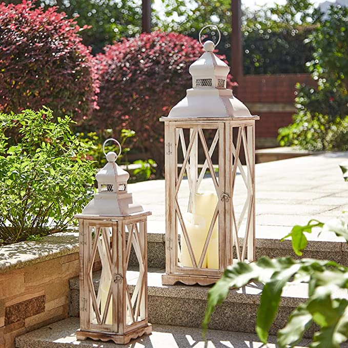 Farmhouse Wood and Metal Lanterns