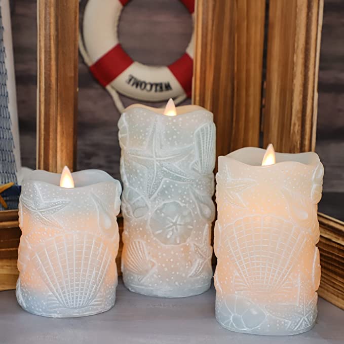 Flameless Beach Themed Wedding Candles