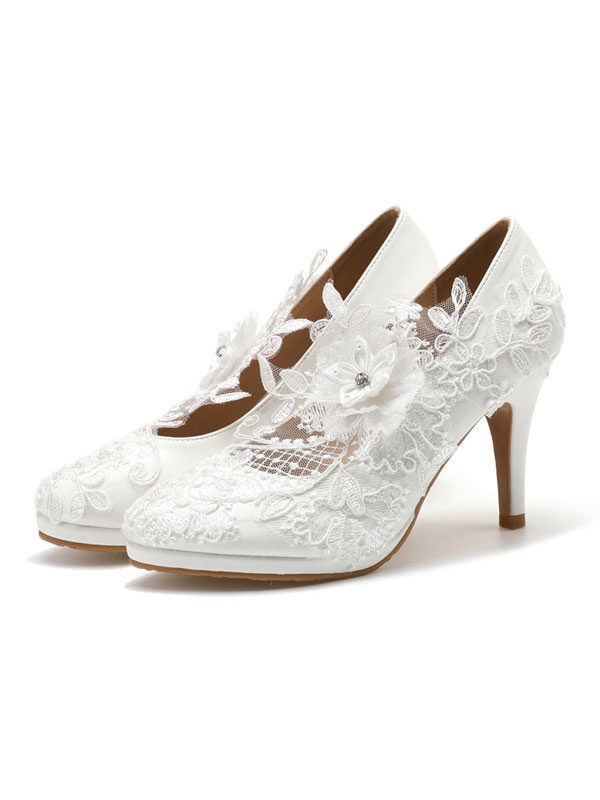 Floral Bridal Shoes in White