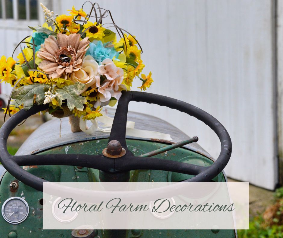 Floral Farm Decorations - Floral Bouquet on Farming Equipment